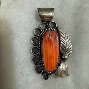 Sterling Silver and Orange Turquoise Pendant